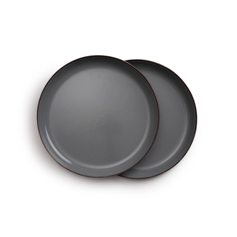 Enamel Salad Plate Set Slate Gray Indoor/Outdoor